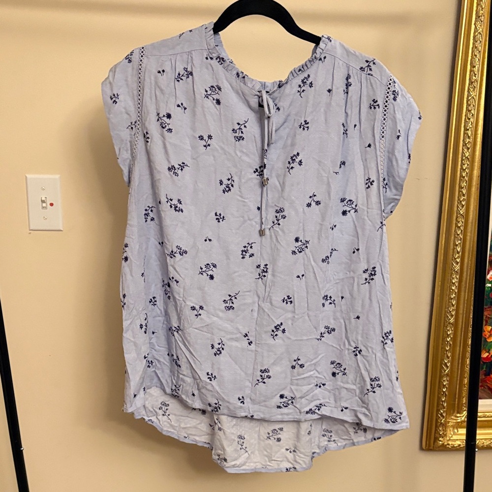 Chic Blue Floral Women's Blouse